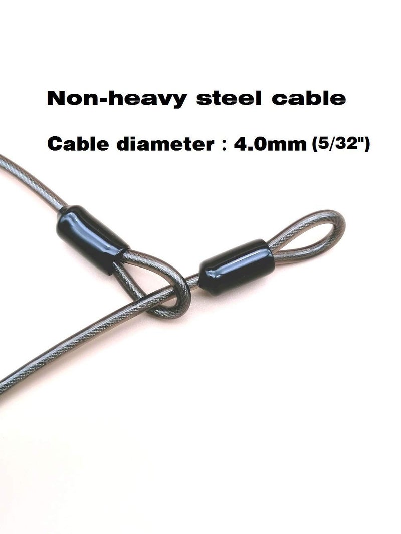 LORADAR 4mm Thickï¼ˆ5/32"ï¼‰ 7FT Thin Security Braided Coated Cable Anti-Lost Steel Cable Luggage Lock Double Loop Steel Cable (7FT) - Image 5